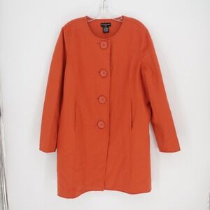 Sutton Studio Women's Orange Wool Cashmere Blend Button Front Coat Size 16P
